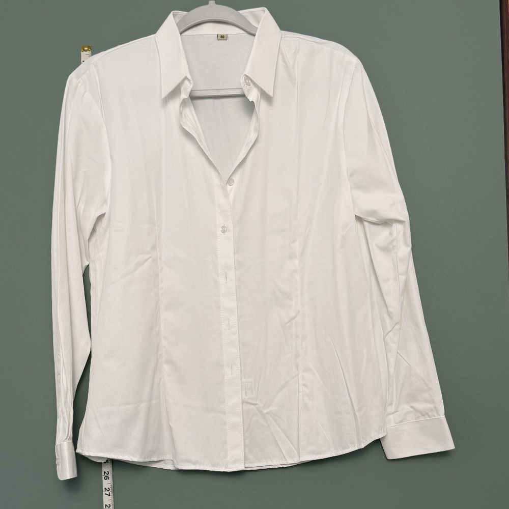 White Button Up Long Sleeve Blouse